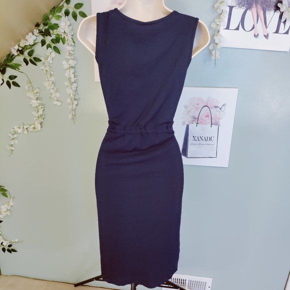 V-Neck Sleeveless Side Split Drawstring Waist Midi Length - Picture 4 of 6